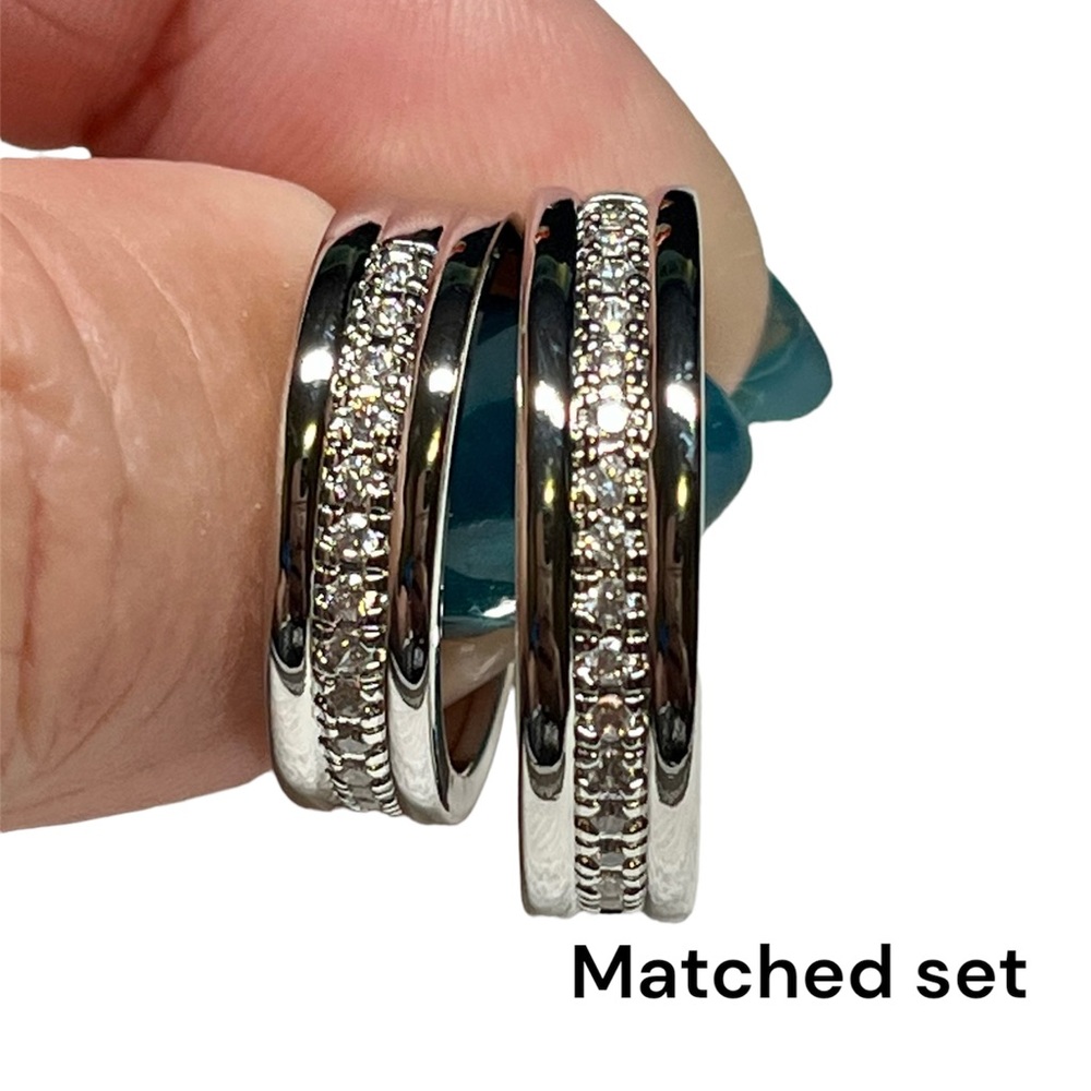 Matching wedding band style sterling rings
